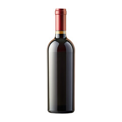 Elegant Dark Wine Bottle with Blank Label and Burgundy Accent for Premium Wine Branding