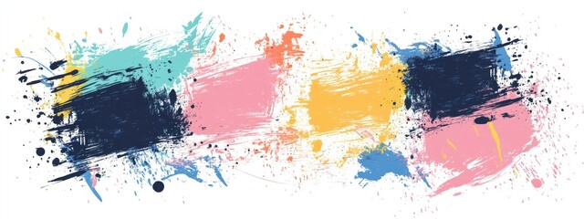 Vector illustration. Hand drawn abstract color frame set. Ink brush strokes mess. Design for poster  invitation  gift card  coupon  book cover  photography overlay  web banner. Paint splatter