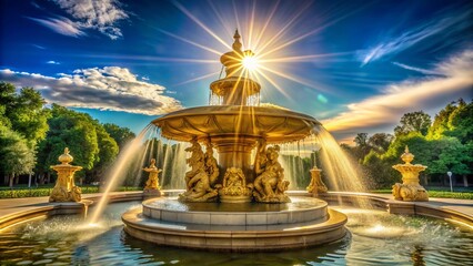 Zenith Fountain: Majestic, Inspirational, Sun-Drenched, Gold, Architecture