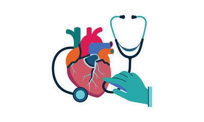 Human heart .Set of realistic human internal organs. Illustrations for medical website, application, training manuals