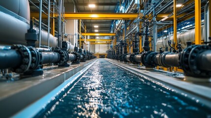 Modern water treatment facility with advanced machinery and technology for effective purification processes and industrial applications.