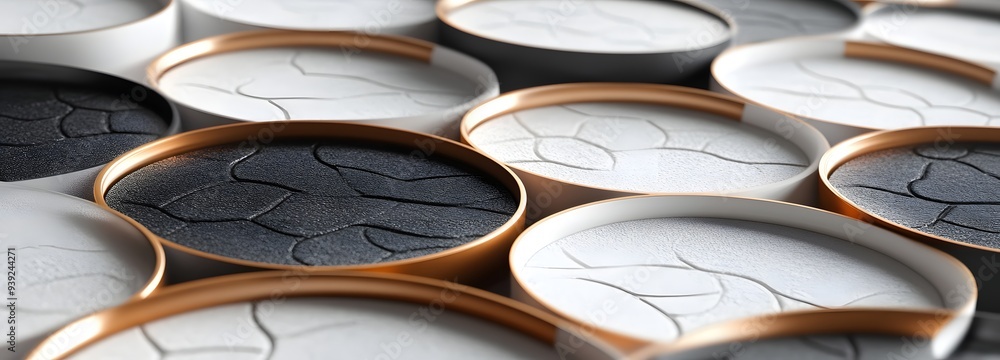 Aufkleber 40. sleek 3d geometric render with a rich circle ceramic surface and interlocking patterns