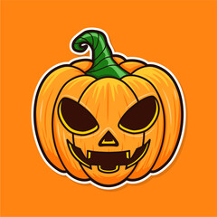 Halloween pumpkin with angry face expression. Vector cartoon character illustration