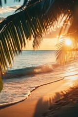 Cinematic Beach Scene at Golden Hour