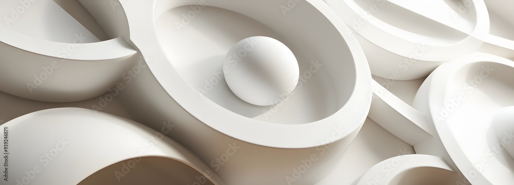Aufkleber 37. elegant 3d render of intersecting geometric figures with a smooth circle ceramic surface