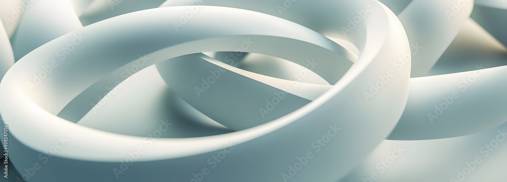 Poster 37. elegant 3d render of intersecting geometric figures with a smooth circle ceramic surface