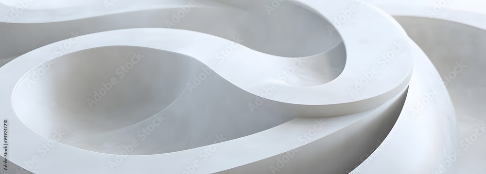 Poster 37. elegant 3d render of intersecting geometric figures with a smooth circle ceramic surface