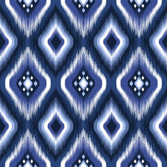 Traditional ethnic motifs ikat geometric fabric pattern cross stitch. Ikat embroidery Ethnic background. Abstract, illustration.