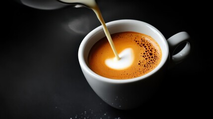 Steaming Milk Pouring into Espresso