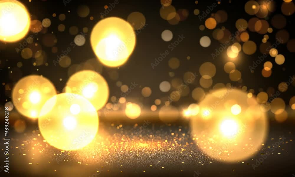 Poster this captivating backdrop features a rich blend of golden shimmering lights and particles, creating 