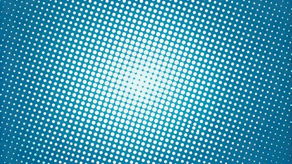 Vibrant retro-inspired halftone pattern featuring small white dots on a bold blue background, creating a fun and playful visual texture with a nostalgic feel.