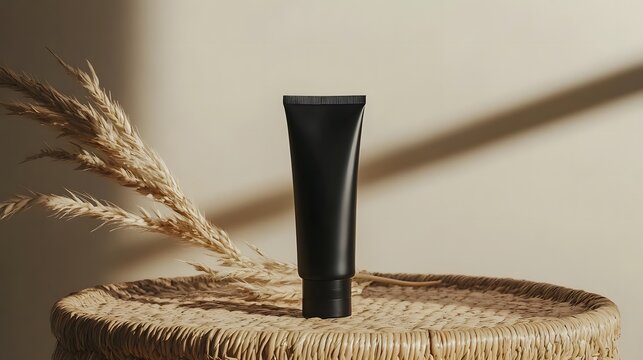 空の黒いスキンケアチューブ