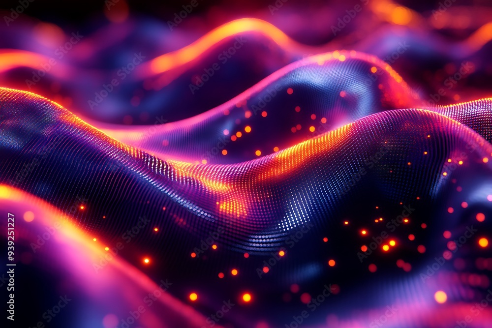 Canvas Prints Vibrant tech mesh with holographic light effects.