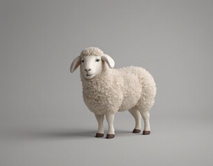 High resolution cute smiling sheep with wool 3d character image, Sheep image. 