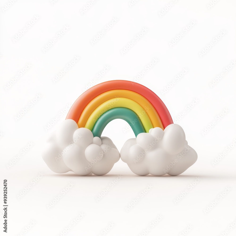 Poster a 3d single icon of a rainbow emerging from a cloud symbolizing hope after a storm rendered in a sim