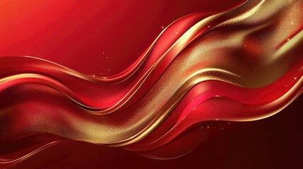 Sophisticated red and gold abstract background with smooth curves and shimmering highlights  ideal for luxury themes and premium designs. Vector illustration