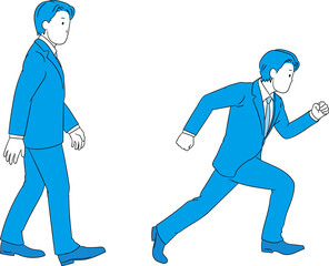 Side view of a Businessperson walking and running (male) illustration