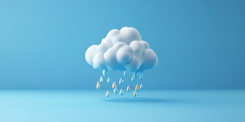 A 3D icon of a cloud with lightning and raindrops representing a heavy thunderstorm designed in a simple and striking style