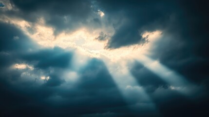 Sunbeams Erupting Through Dark Clouds