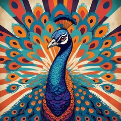 Fototapeta premium Retro Peacock Elegance