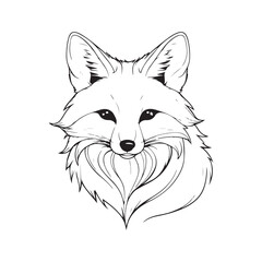 Fox line art vector silhouette with white Background
