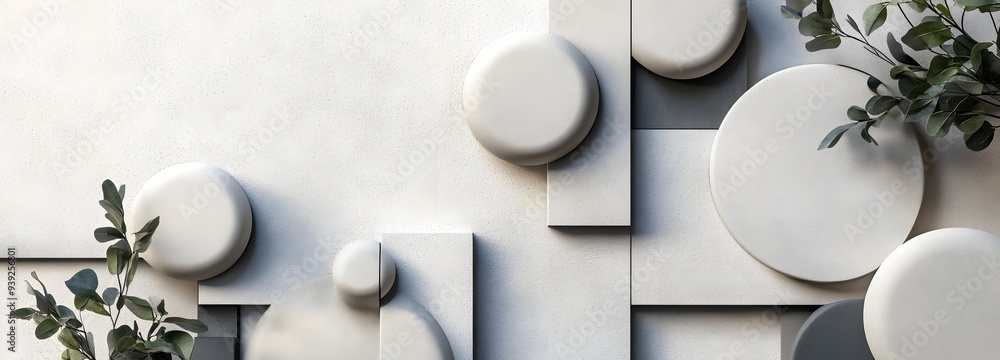 Aufkleber 30. elegant 3d design with dynamic geometric shapes and a smooth circle ceramic backdrop