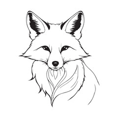 Fox line art vector silhouette with white Background