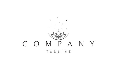 Vector logo with an abstract image of a beautiful girl in a blossoming lotus flower.