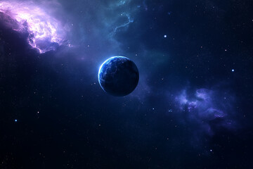 Universe filled with stars, nebula and galaxy. Banner design, computer desktop. Design of a postcard, banner, website