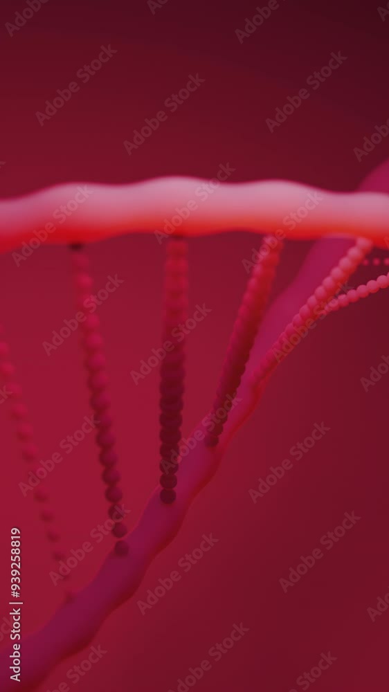 Poster moving 3d dna structure. design. 3d dna chain moving in electronic space. close-up animation of movi