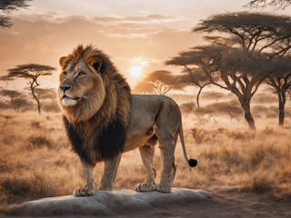 lion in the savannah