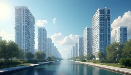 Fototapeta premium Tall building landscape background for social media banners