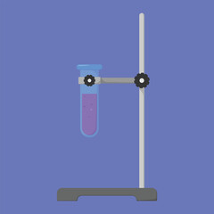 Test Tube with iron stand icon vector. test tube chemistry vector. test tube chemical education illustration