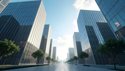 Fototapeta premium Tall building landscape background for social media banners