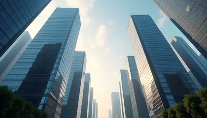 Obraz premium Tall building landscape background for social media banners