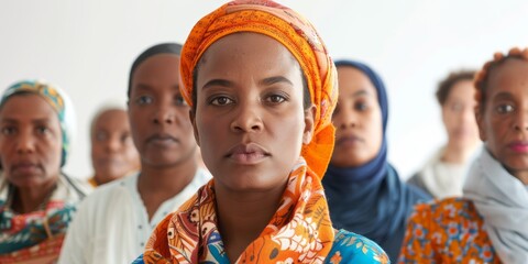 Group of businesswomen walking together in an office space, representing empowerment, diversity, and teamwork for motivation and shared goals in a startup environment