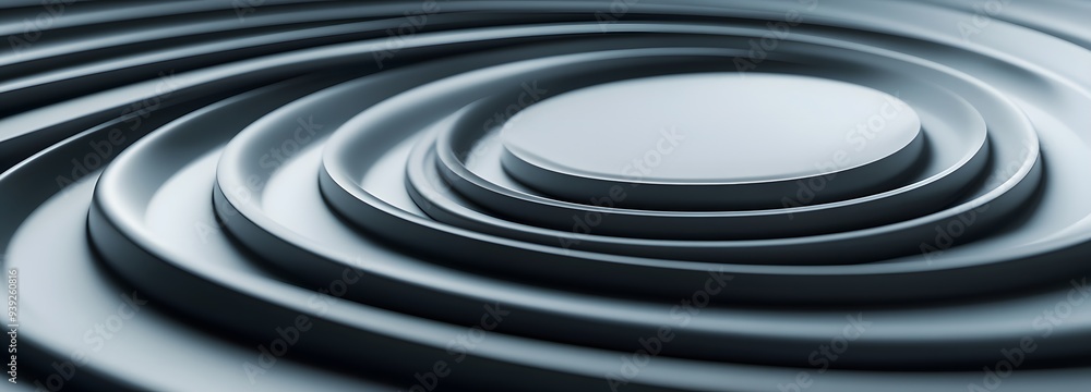 Poster 21. sleek 3d render of layered geometric forms with a smooth ceramic circle background