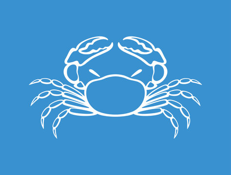 white crab on blue background clip art preview