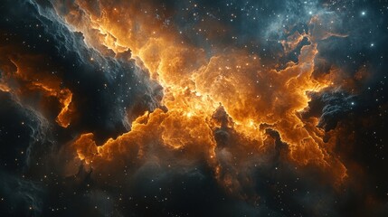 A breathtaking image of a vibrant nebula glowing with fiery orange and deep blue hues, capturing the awe-inspiring beauty of the universe.