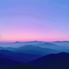 Obraz premium Serene mountain landscape at sunset with layered peaks and a colorful sky. Perfect for nature and travel themes.