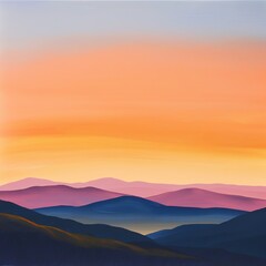 Obraz premium Scenic view of colorful mountains at sunset, with vibrant hues and a serene atmosphere. Perfect for nature and landscape lovers.