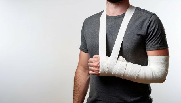 Man with broken arm in a cast.