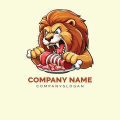 hungry lion logo design, vector logo design, illustration
