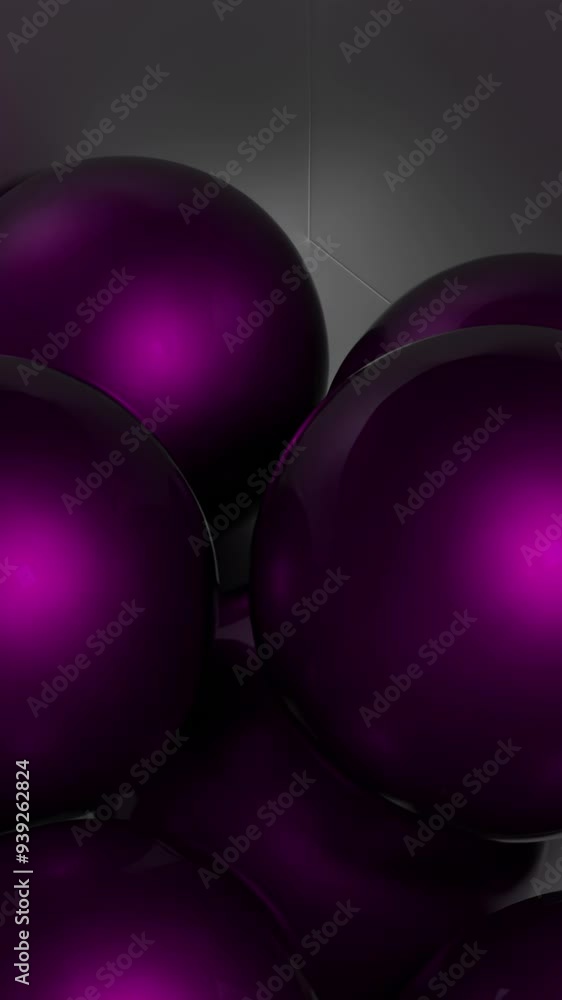 Poster colored 3d balls fall into box. design. 3d balls with rubber structure fall into metal box. 3d anima