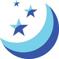 Colorful crescent moons and stars, cartoon style, playful icons, pastel colors, celestial symbols. Moon and stars at the icon. Nighttime moon and stars vector