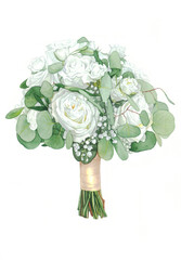 flowers watercolor painting wedding bouquet