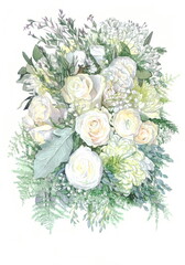 flowers watercolor painting wedding bouquet