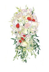 flowers watercolor painting wedding bouquet