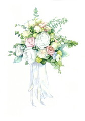 flowers watercolor painting wedding bouquet