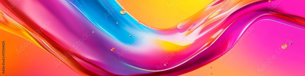 Sticker A fluid abstract art piece brimming with vibrant colors including blue, pink, yellow, and orange, creating a sense of motion and energy in a seamless flow.